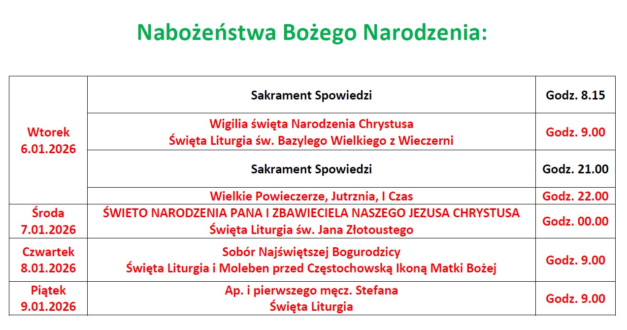 Nabożeństwa Bożonarodzeniowe 2026